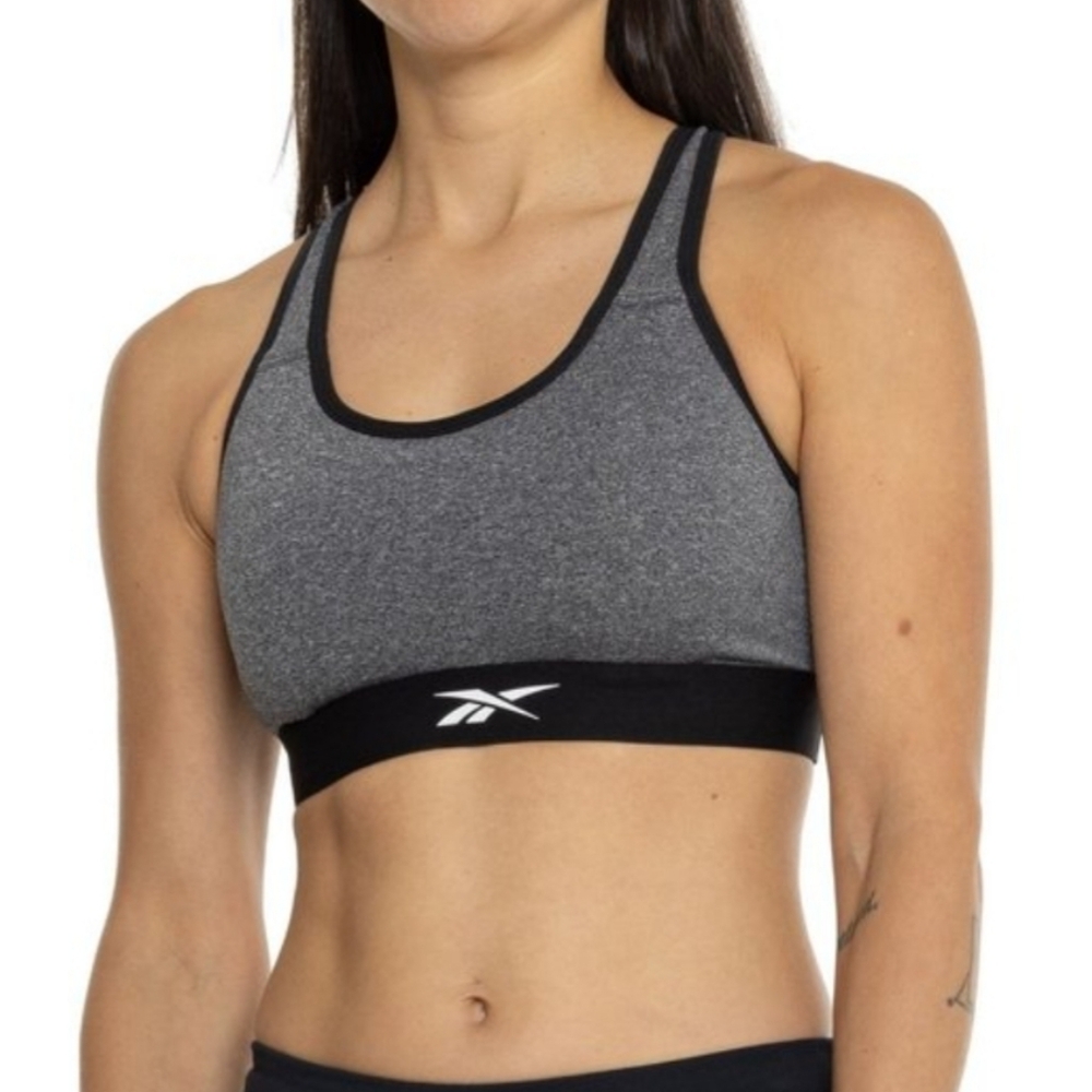 Reebok Challenger High Impact Sports Bra, Charcoal Gray Heather, Sz M